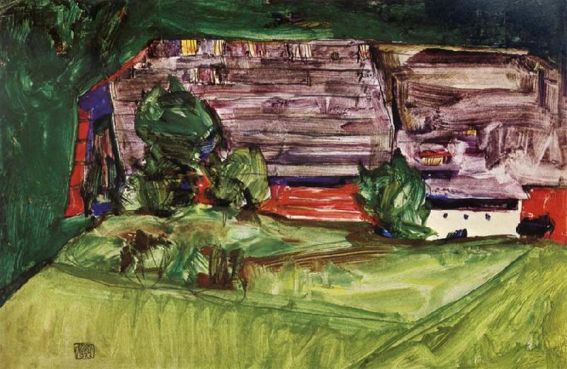 Egon Schiele Peasant Homestead in a Landscepe Spain oil painting art